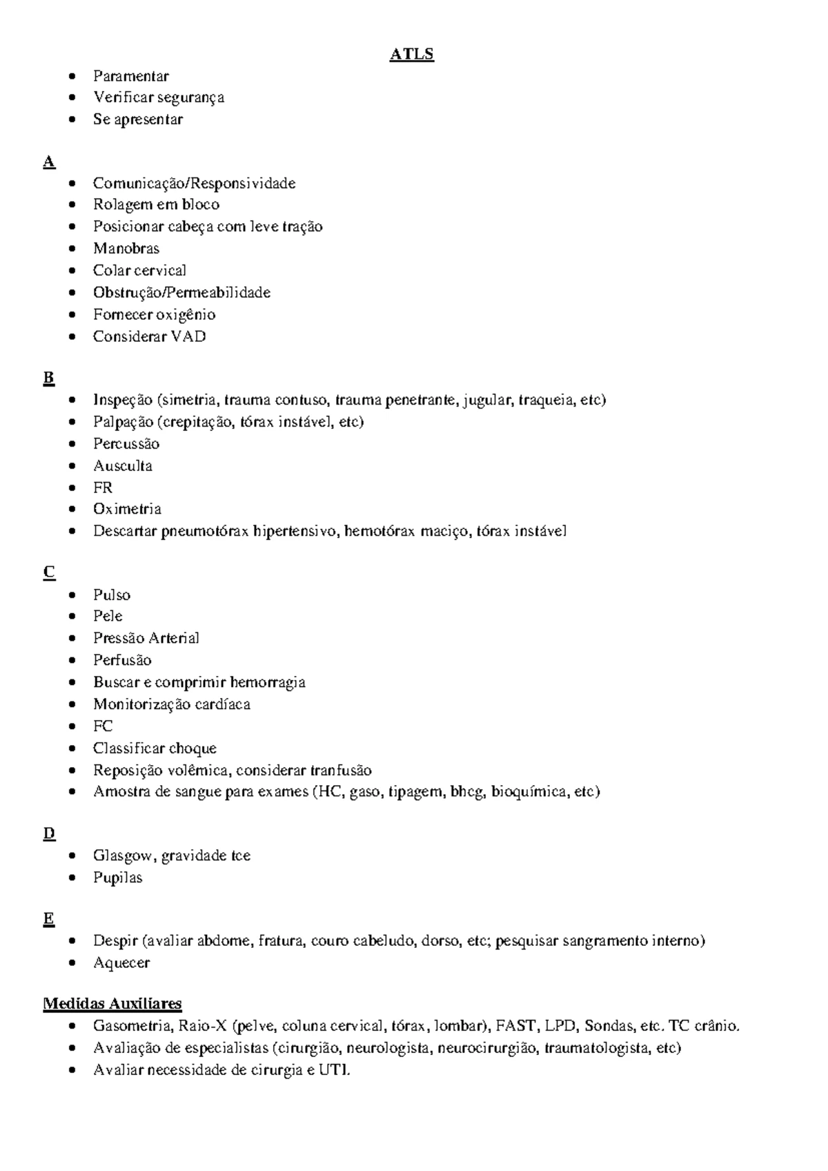 Check LIST ACLS - Passo a passo sobre ACLS - MANEJO DA PCR INICIAR COM ...