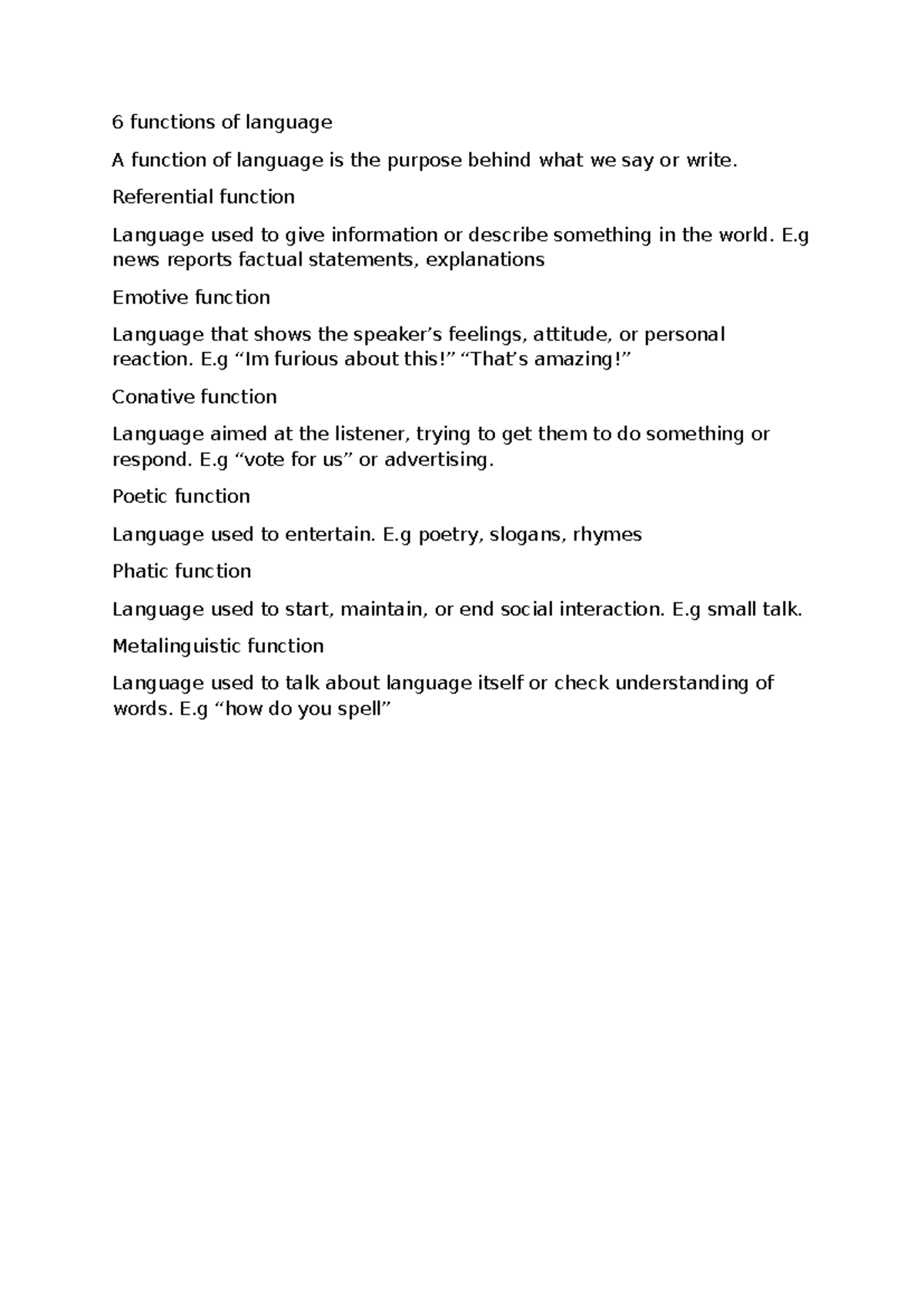 6 Functions of Language: A Comprehensive Overview - Studocu