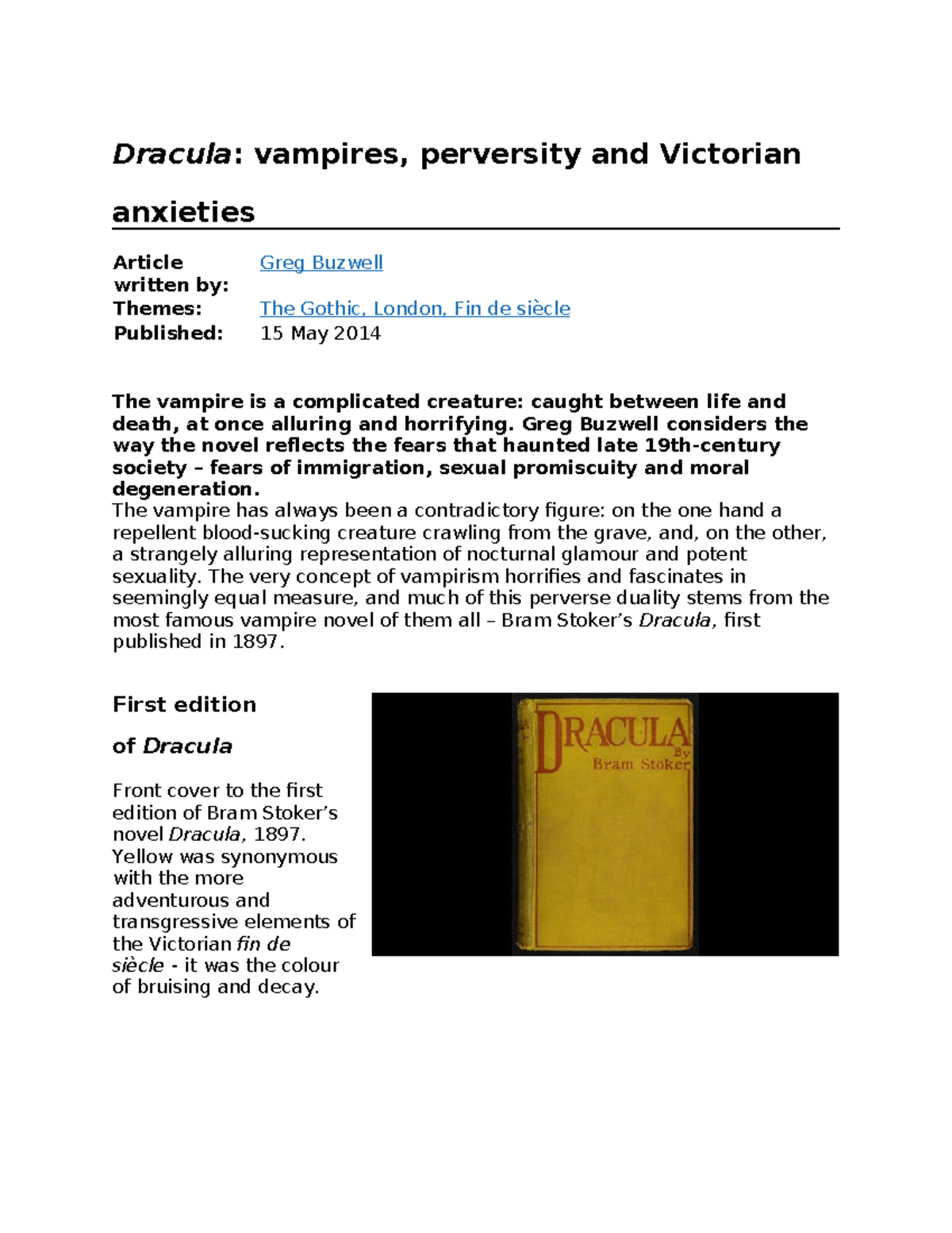 Dracula: Vampires, Victorian Anxieties & Modernity Insights - Studocu