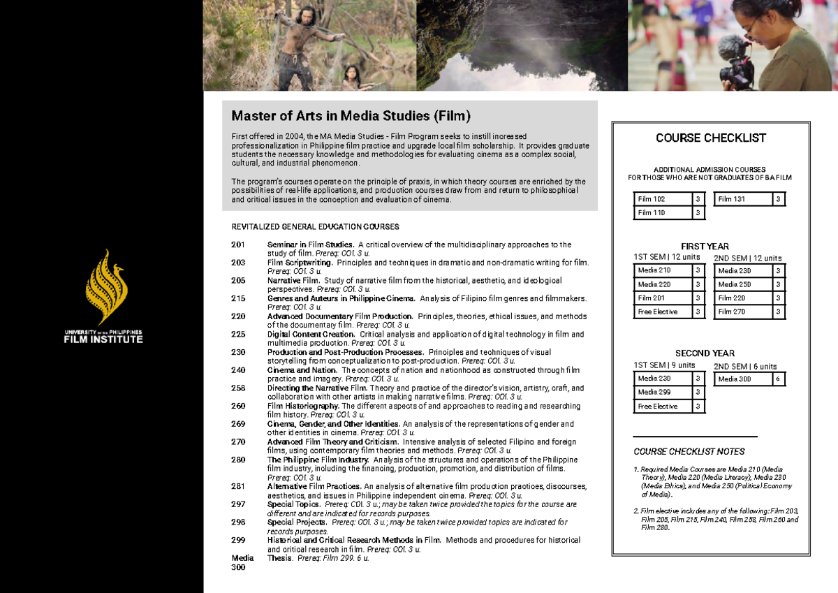 UPFI MA in Media Studies - Film Program Brochure - Studocu