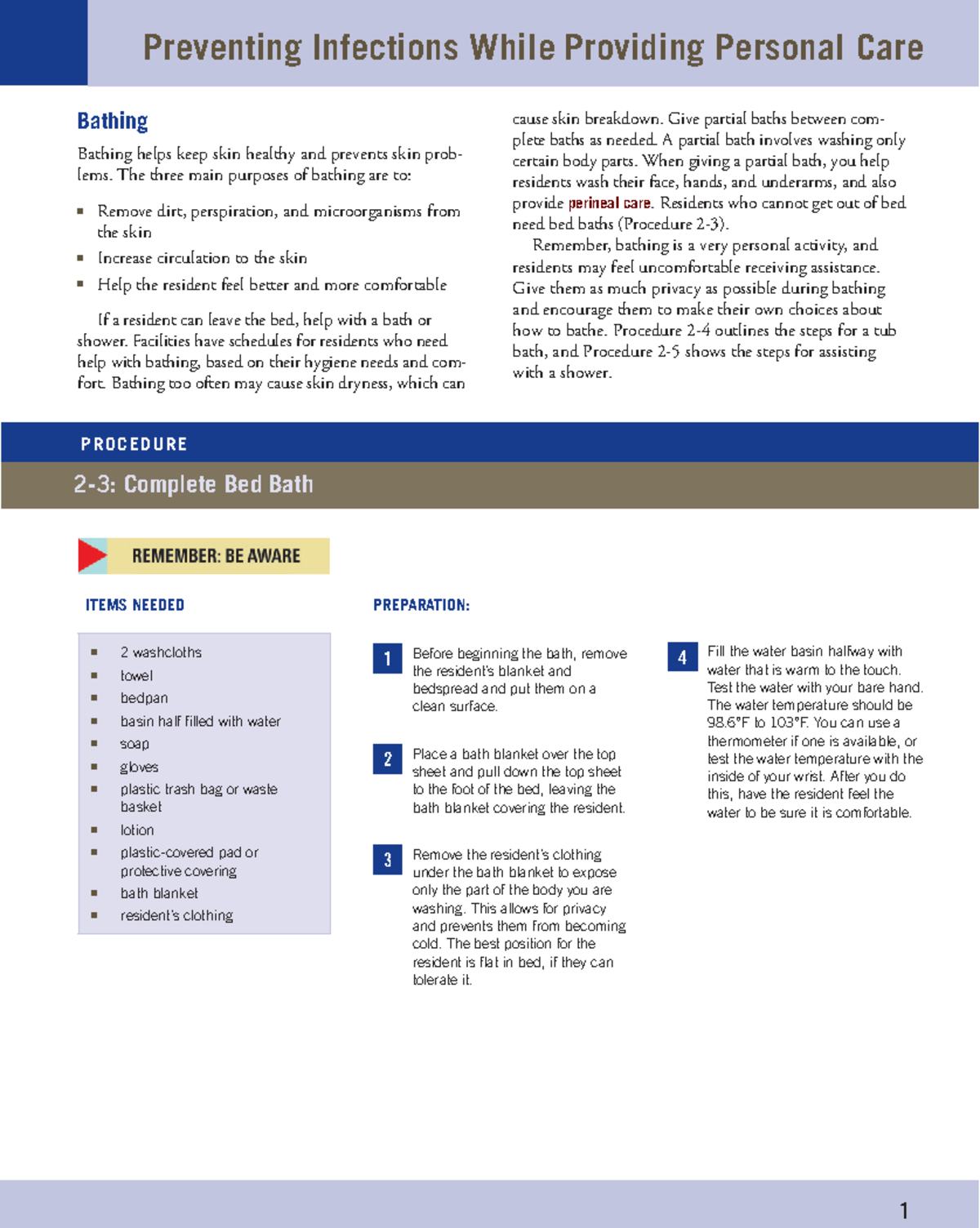 AHCA 880 - Bathing Procedures and Infection Prevention Guide - Studocu