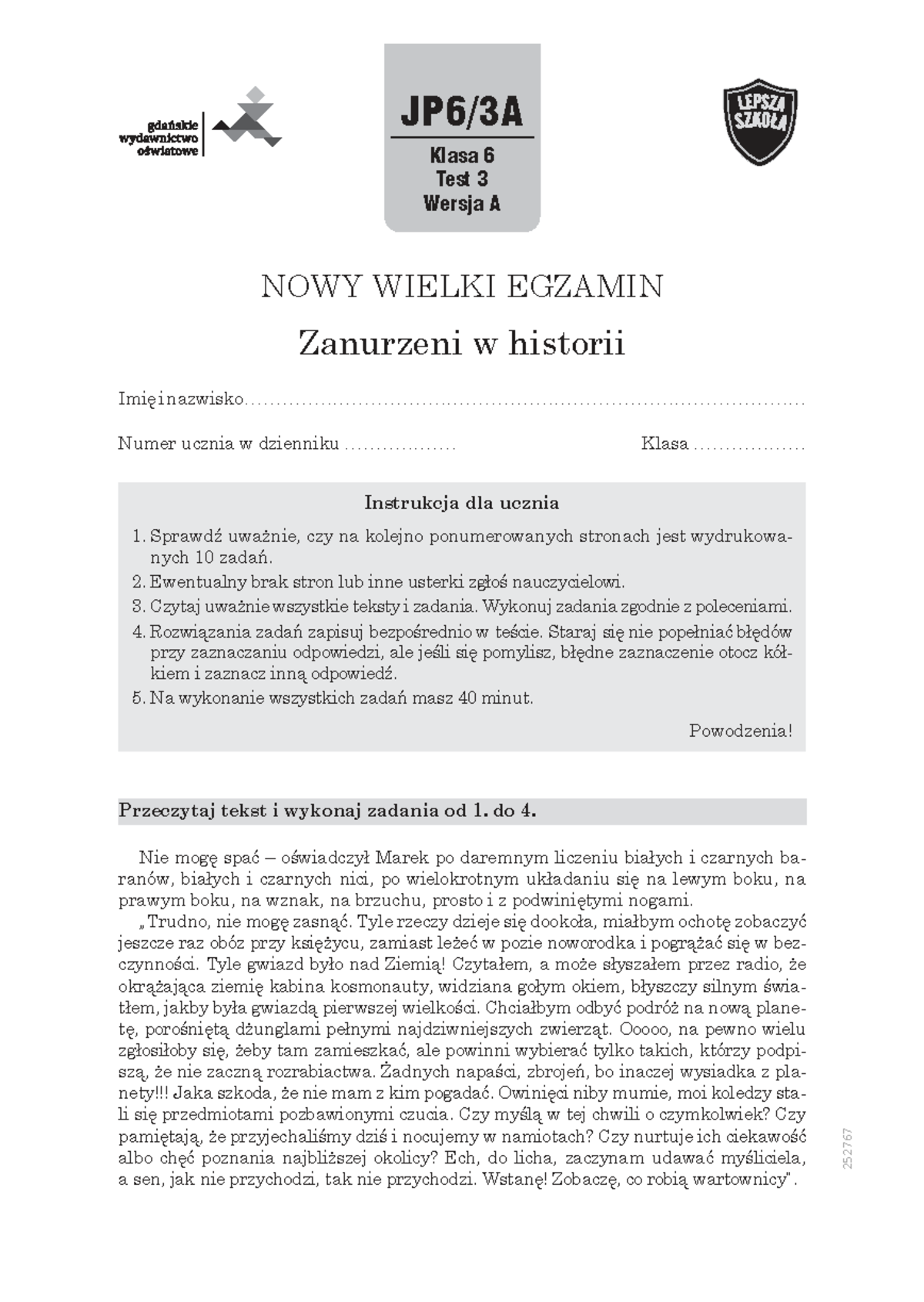 Zanurzeni W Historii Sprawdzian Pdf