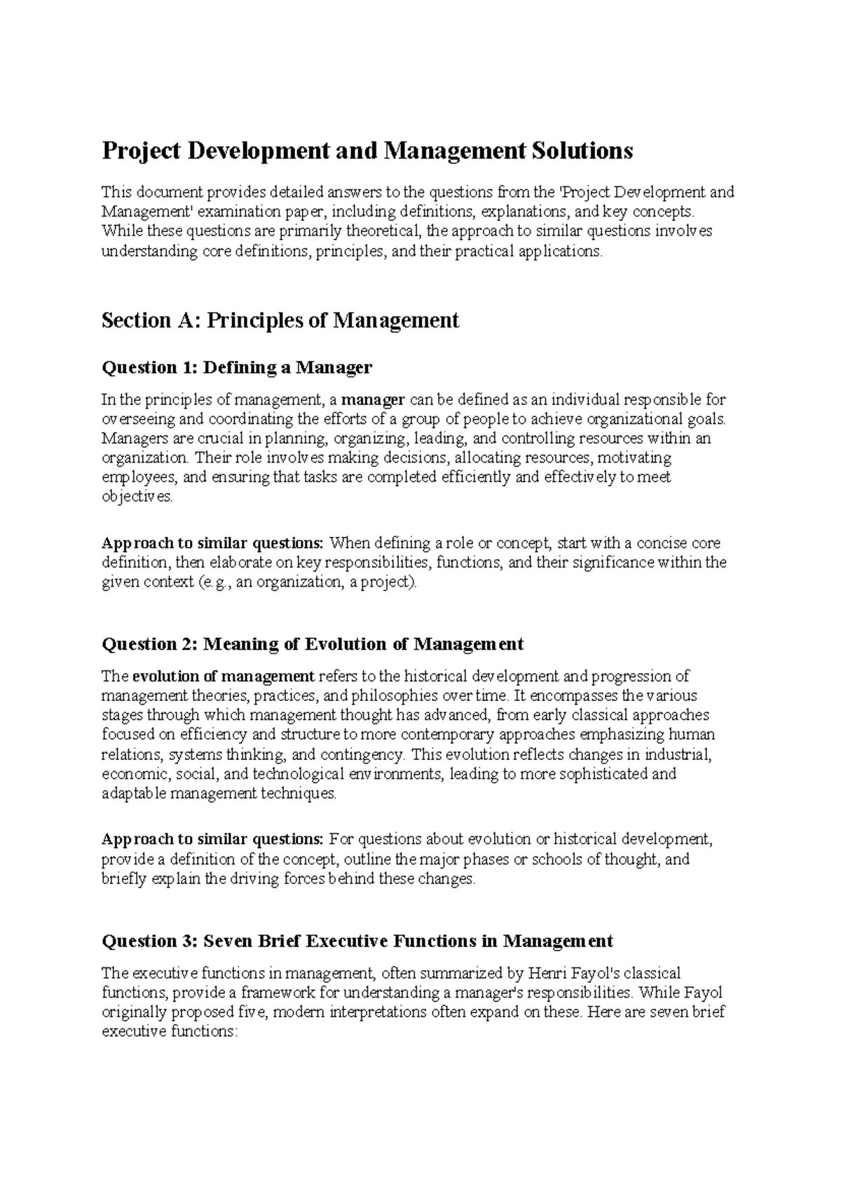 Project Development & Management Solutions: Exam Q&A Guide - Studocu