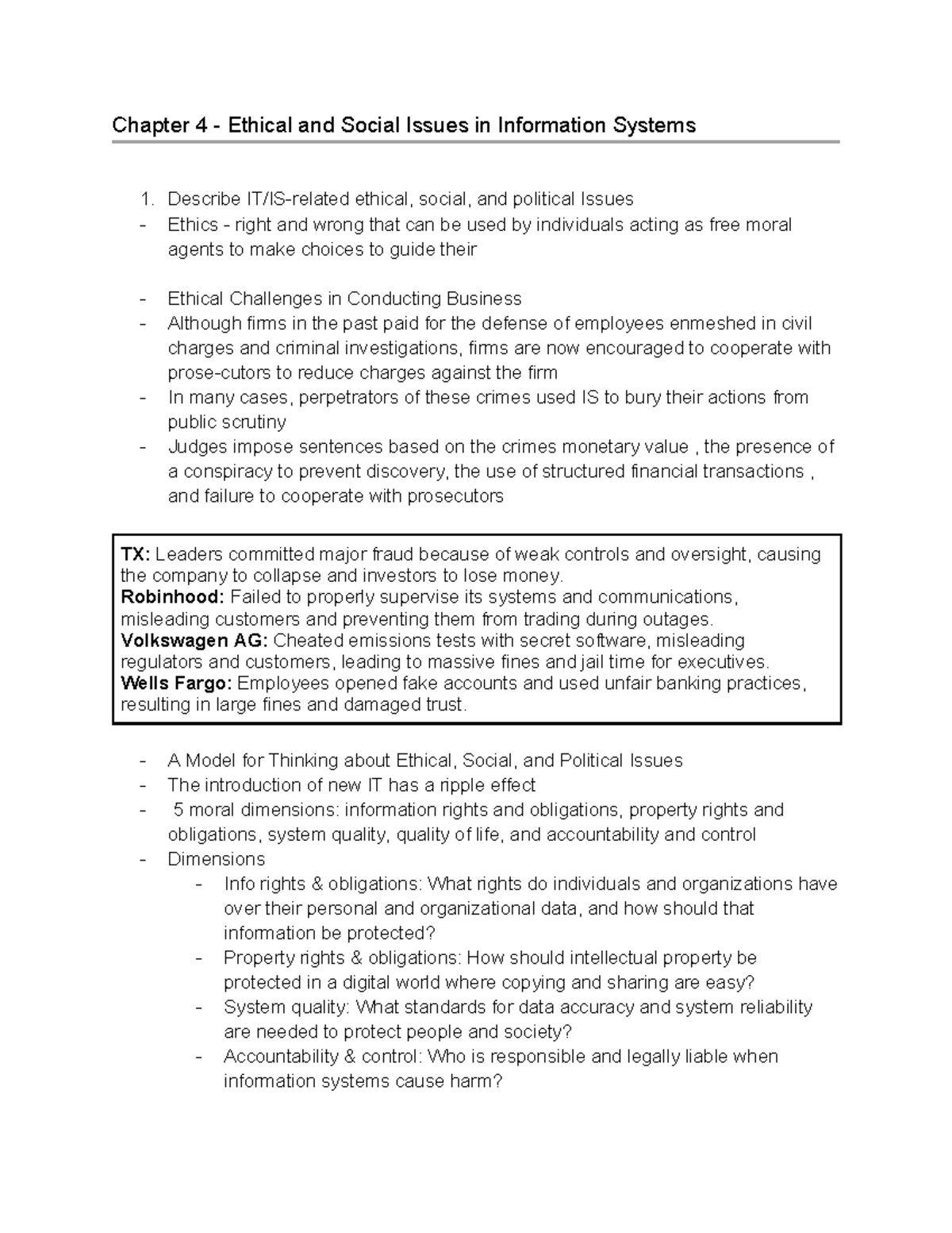 Chapter 4 - Ethical and Social Issues in Information Systems: Lecture ...