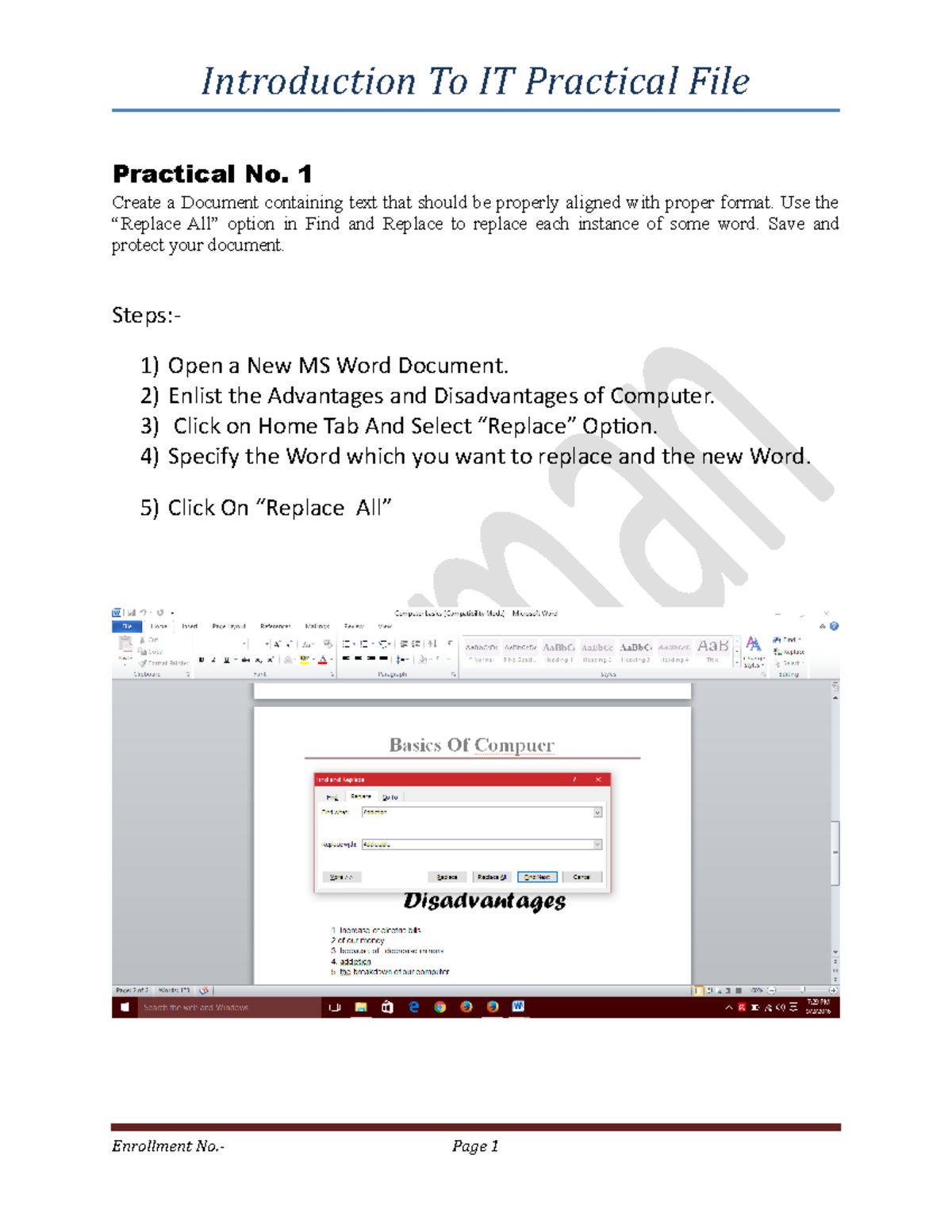 IT Practical File - BBA 787 Notes on Document Creation Techniques - Studocu