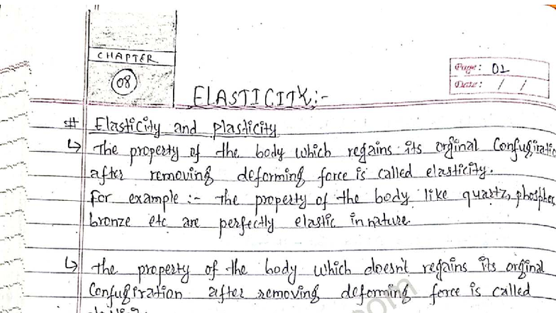 Elasticity Concepts And Applications Phys 101 Lecture Notes Studocu