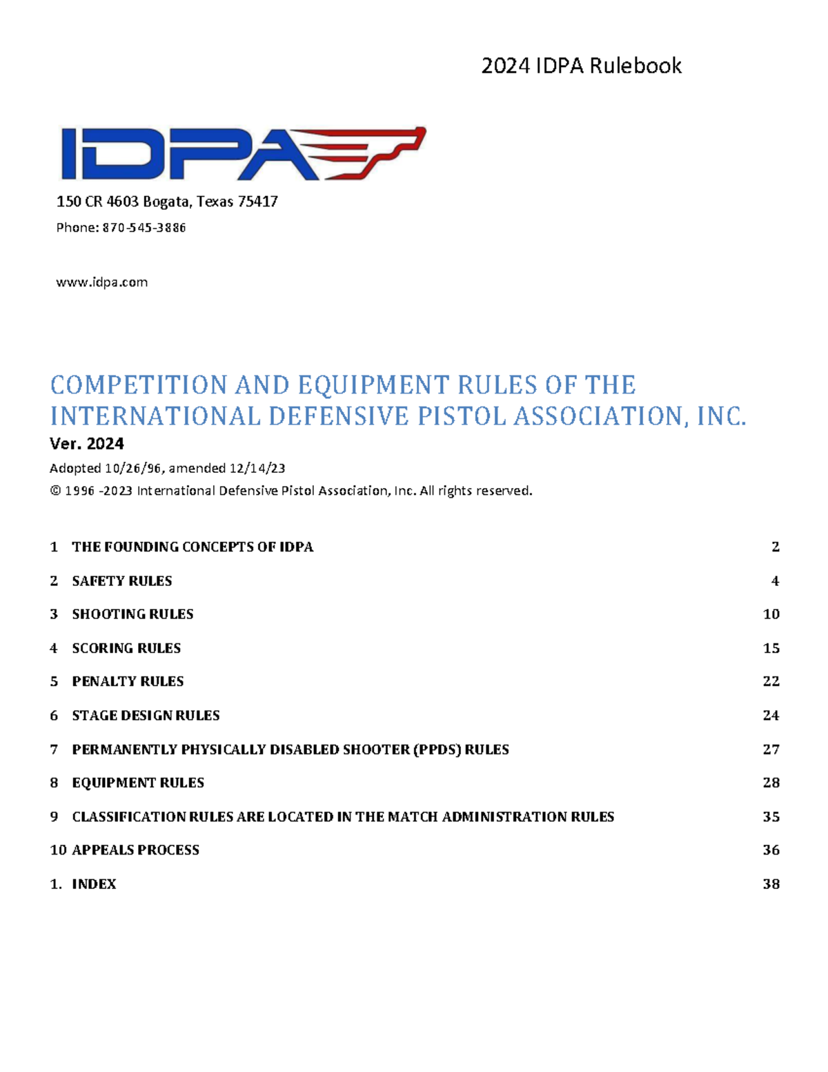 2024 IDPA Rulebook: Competition & Equipment Guidelines (150 CR 4603 ...