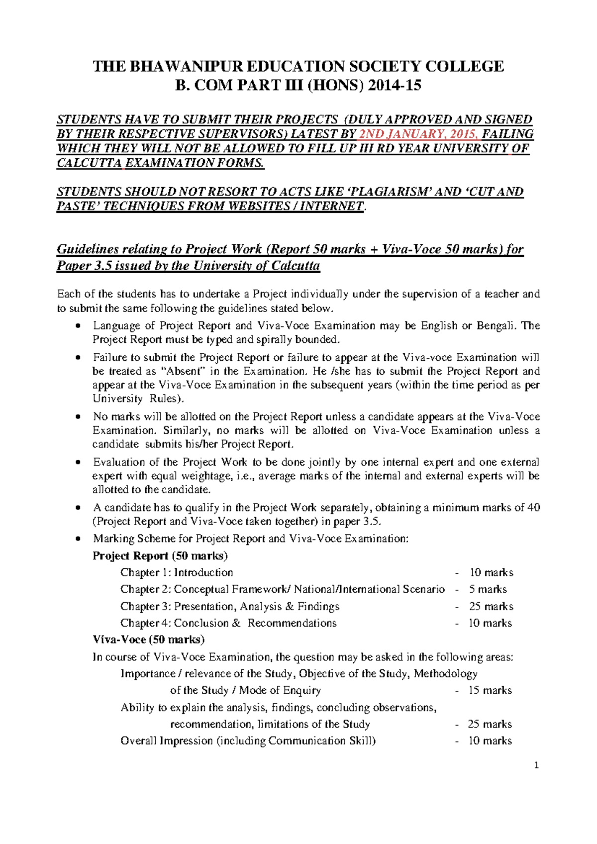 B.COM Part III ENVS Project Guidelines and Submission Details - Studocu