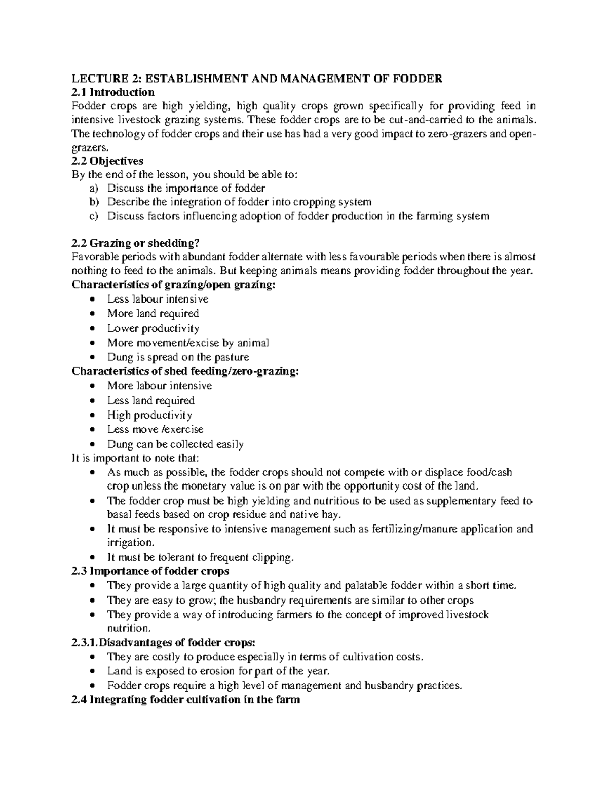 Lecture TWO - leture notes - LECTURE 2: ESTABLISHMENT AND MANAGEMENT OF ...