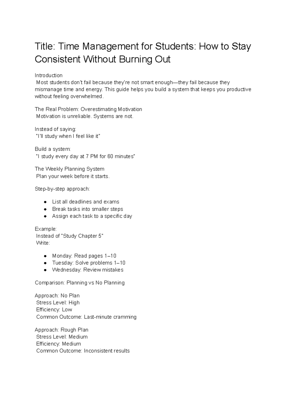 Effective Time Management Strategies for Students: A Guide - Studocu