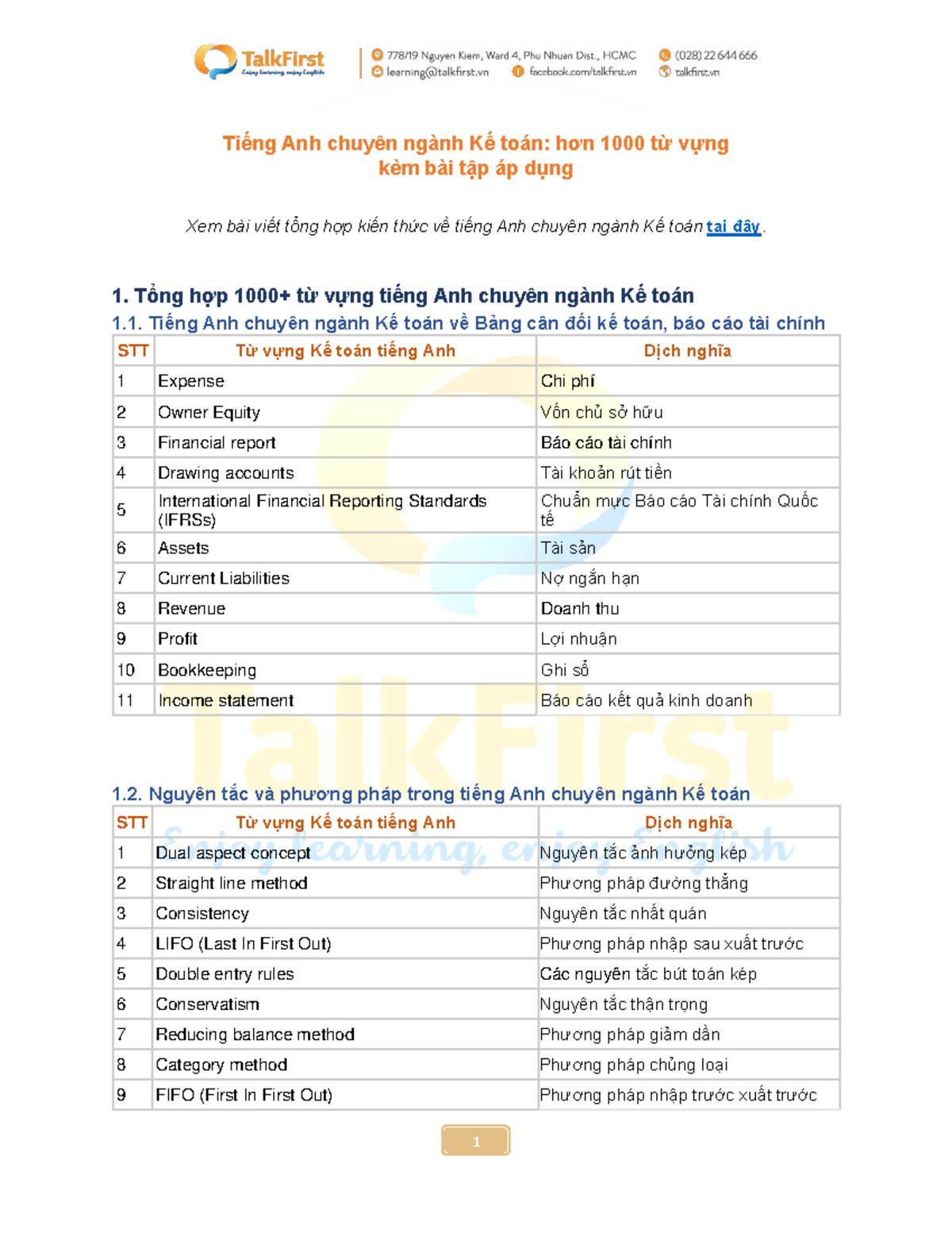 BÀI TẬP TIẾNG ANH KẾ TOÁN KÈM ĐÁP ÁN TỪ TRƯỜNG ĐẠI HỌC NGÂN HÀNG TP HCM