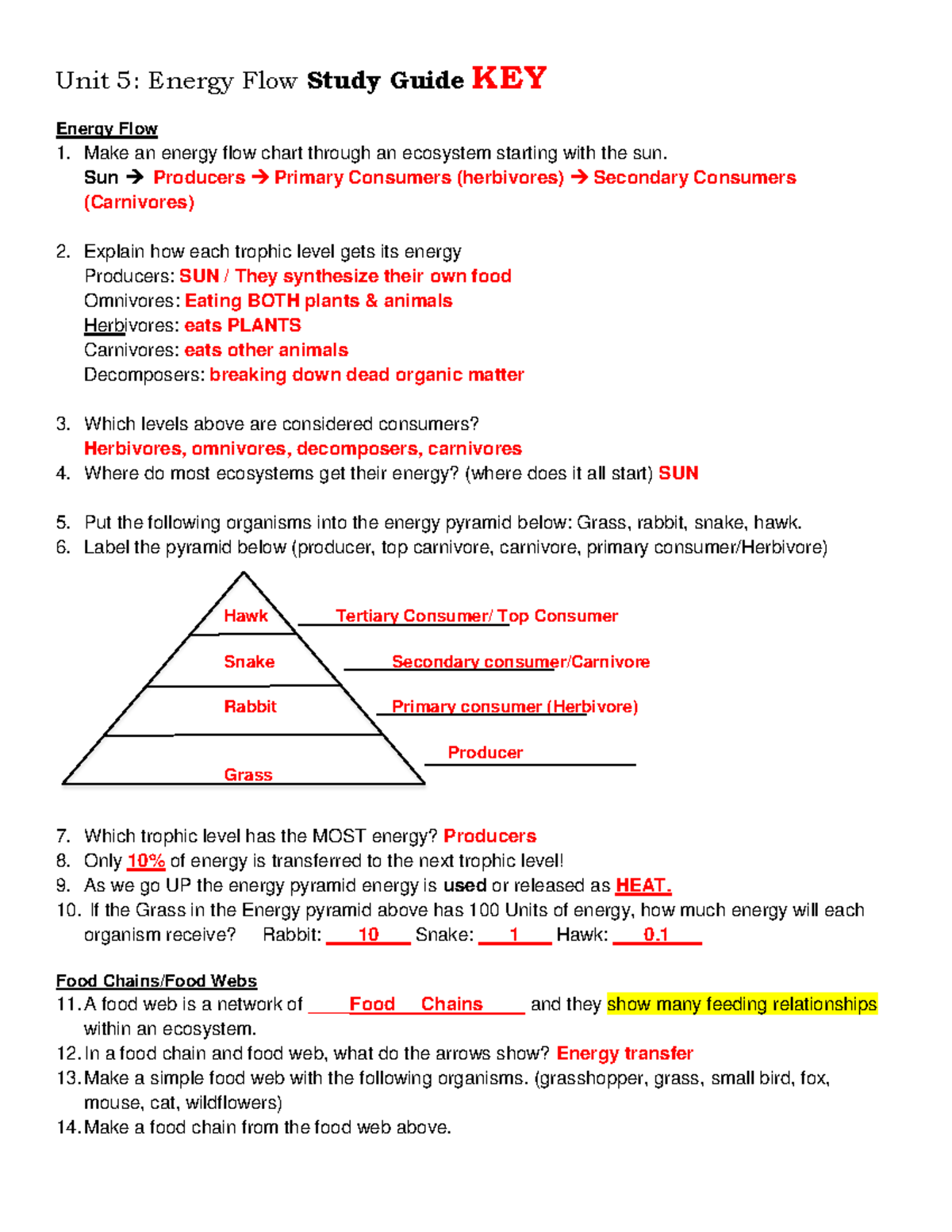 Unit+5+study+guide+-+KEY - Unit 5: Energy Flow Study Guide KEY Energy ...