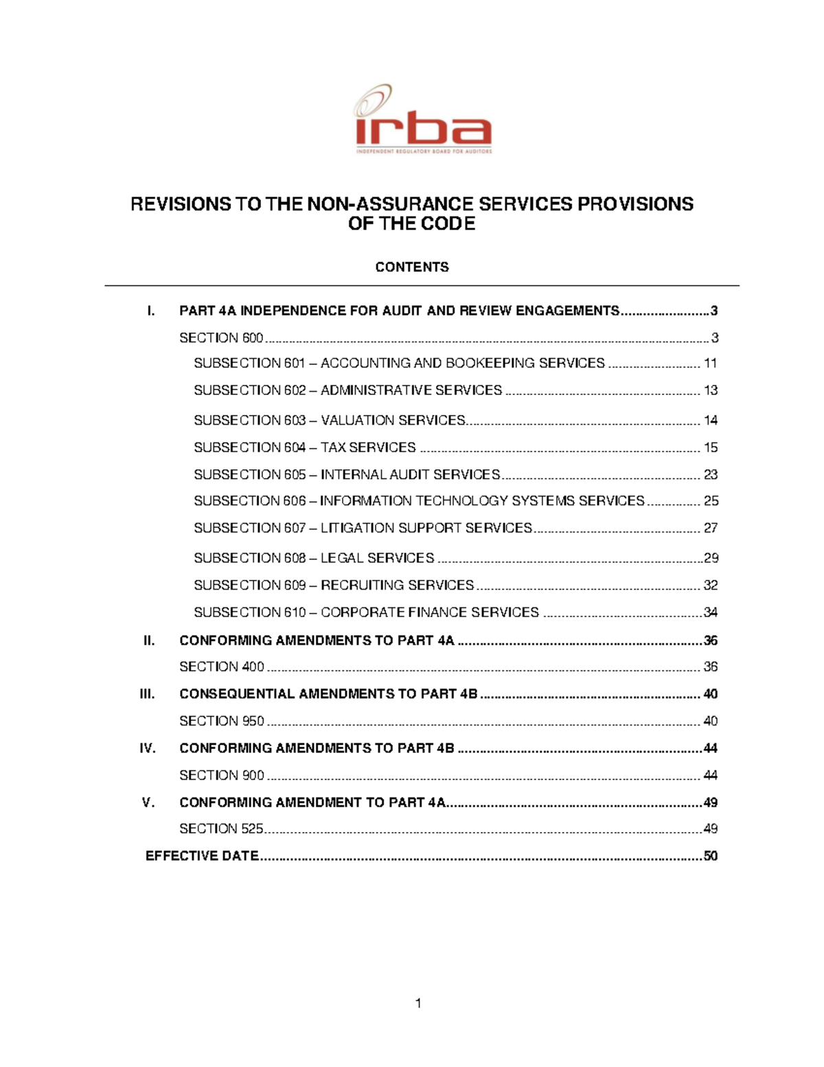Final Pronouncement on Non-Assurance Services: Code Revisions and ...