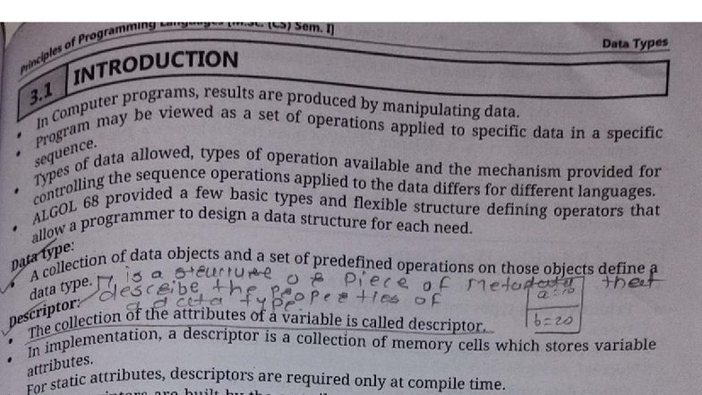 PPL Chapter 3: Principles of Data Types in Programming Languages - Studocu