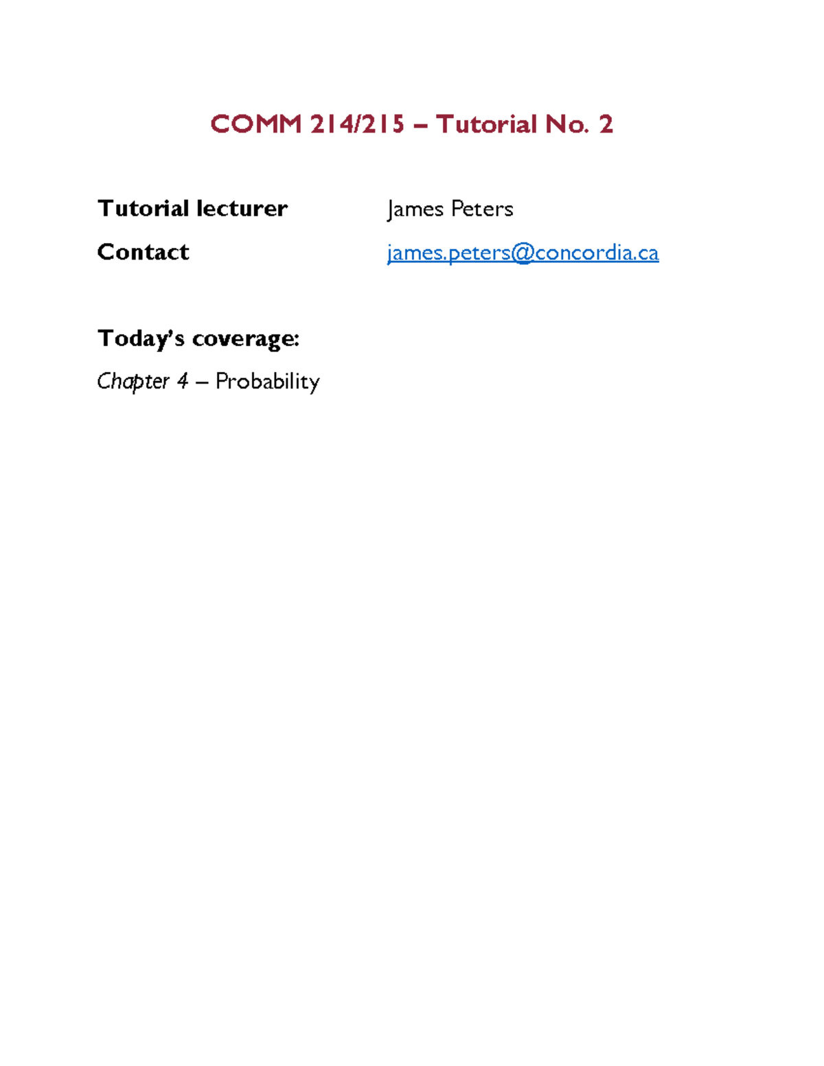 COMM Tutorial 2: Probability Concepts and Problem Solving - Studocu