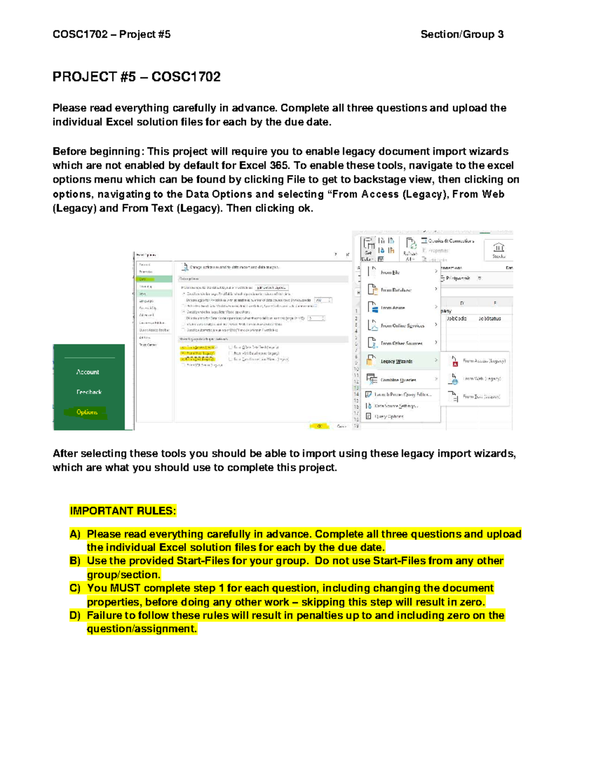 COSC1702 Project 3: Excel Data Import & Function Testing Guide - Studocu