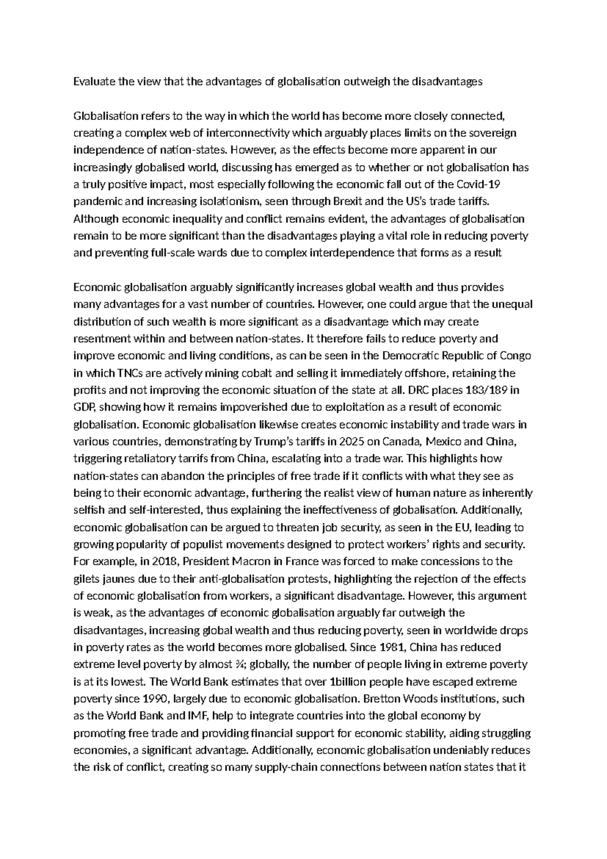 Globalisation: Weighing Advantages vs Disadvantages in Impact Analysis ...