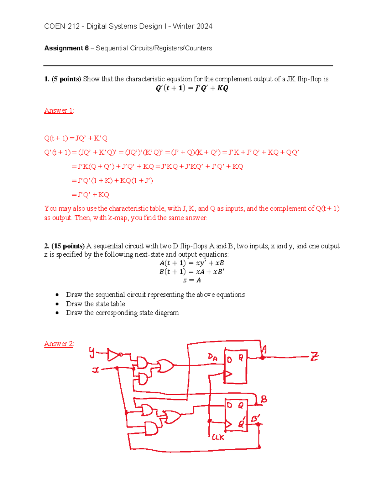 Assignment 6 Sol - Assignment 6 – Sequential Circuits/Registers ...