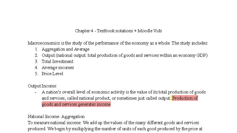 Econ 203 - Chapter 4: Macroeconomic Performance & National Income - Studocu