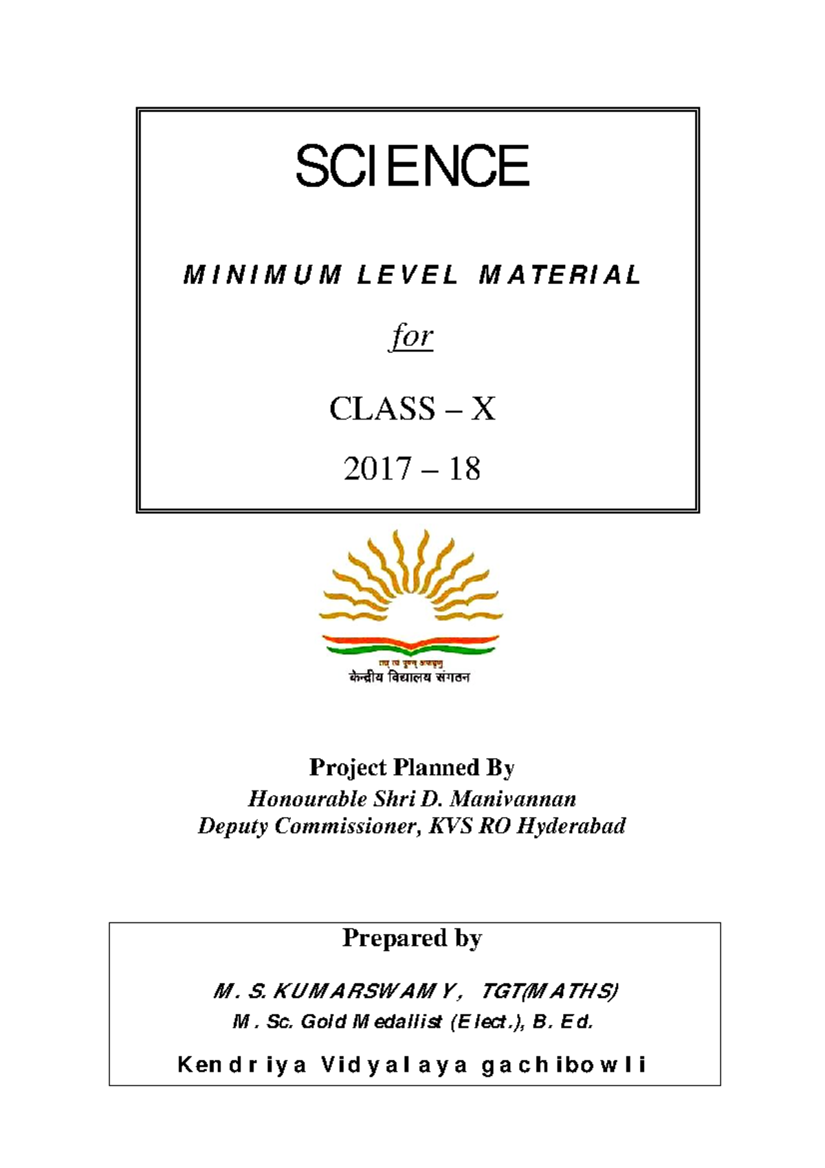 Mll study materials science class x 2017 18 - SCIENCE MINIMUM LEVEL ...