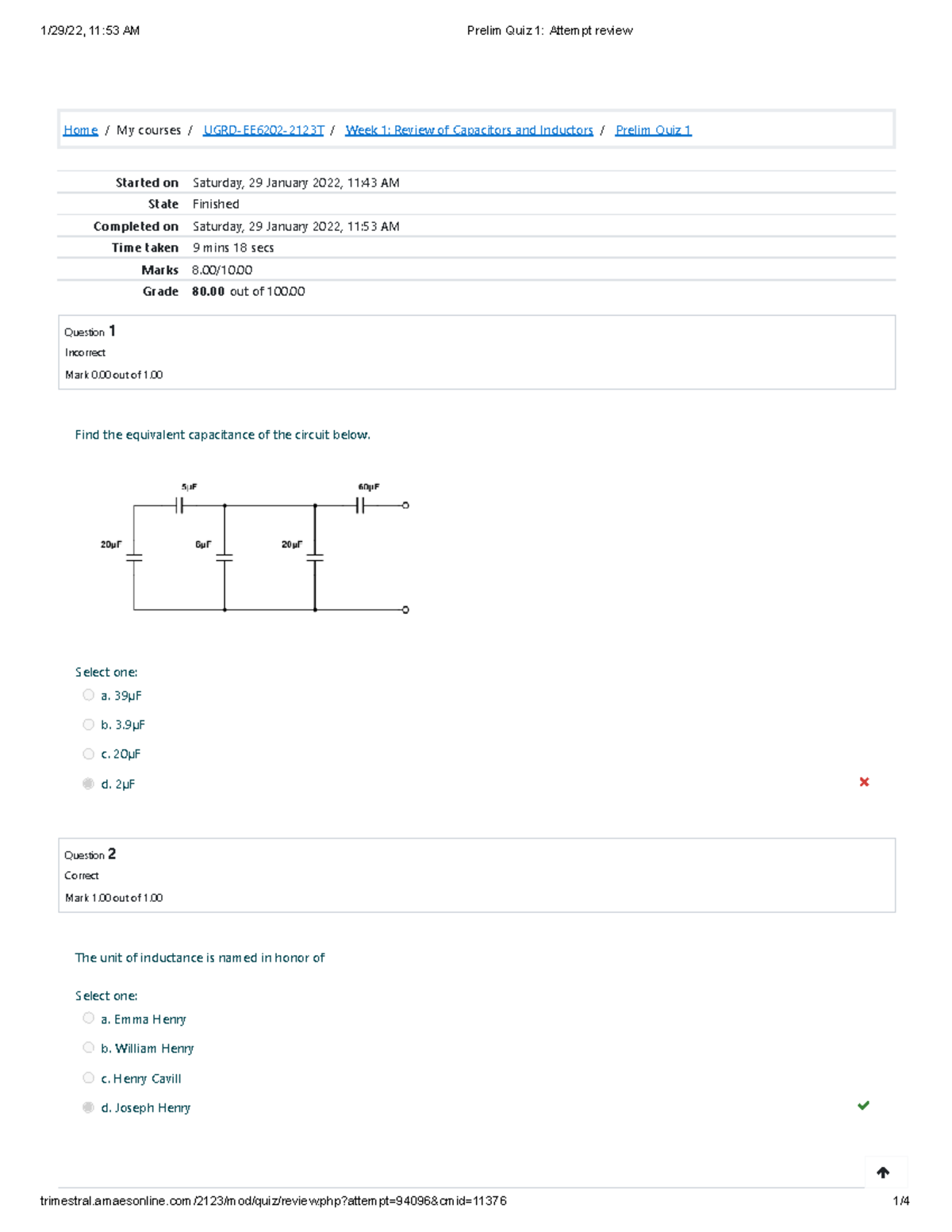 Prelim Quiz 1 Attempt review - BS Electronics and Communication ...