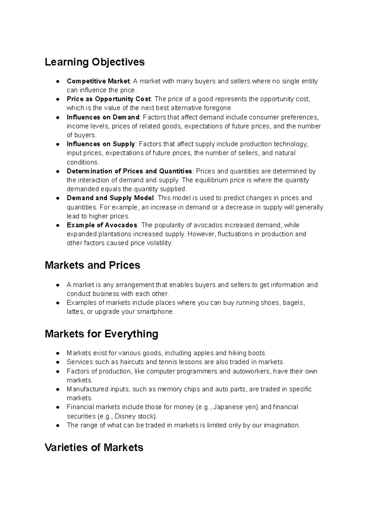 Ch.3 Summary: Competitive Markets, Demand & Supply Influences - Studocu