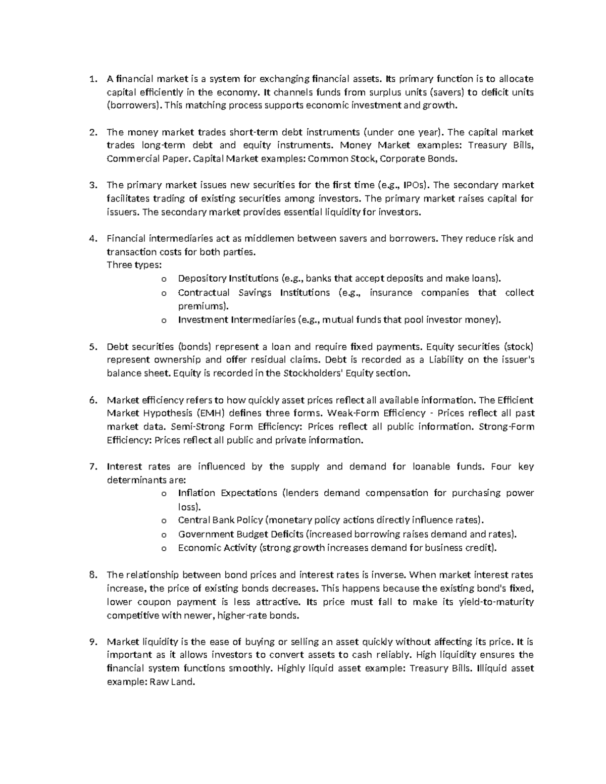 FIN 101: Overview of Financial Markets and Instruments - Studocu
