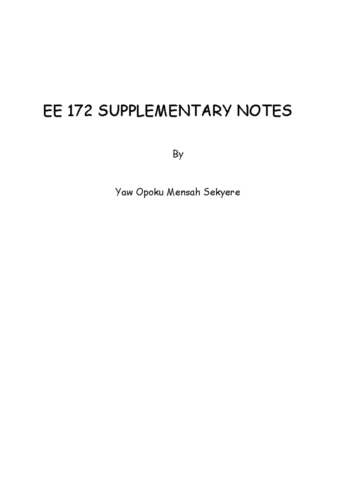 Supplementary Notes for Electrical Machines Computer Engineering - EE ...