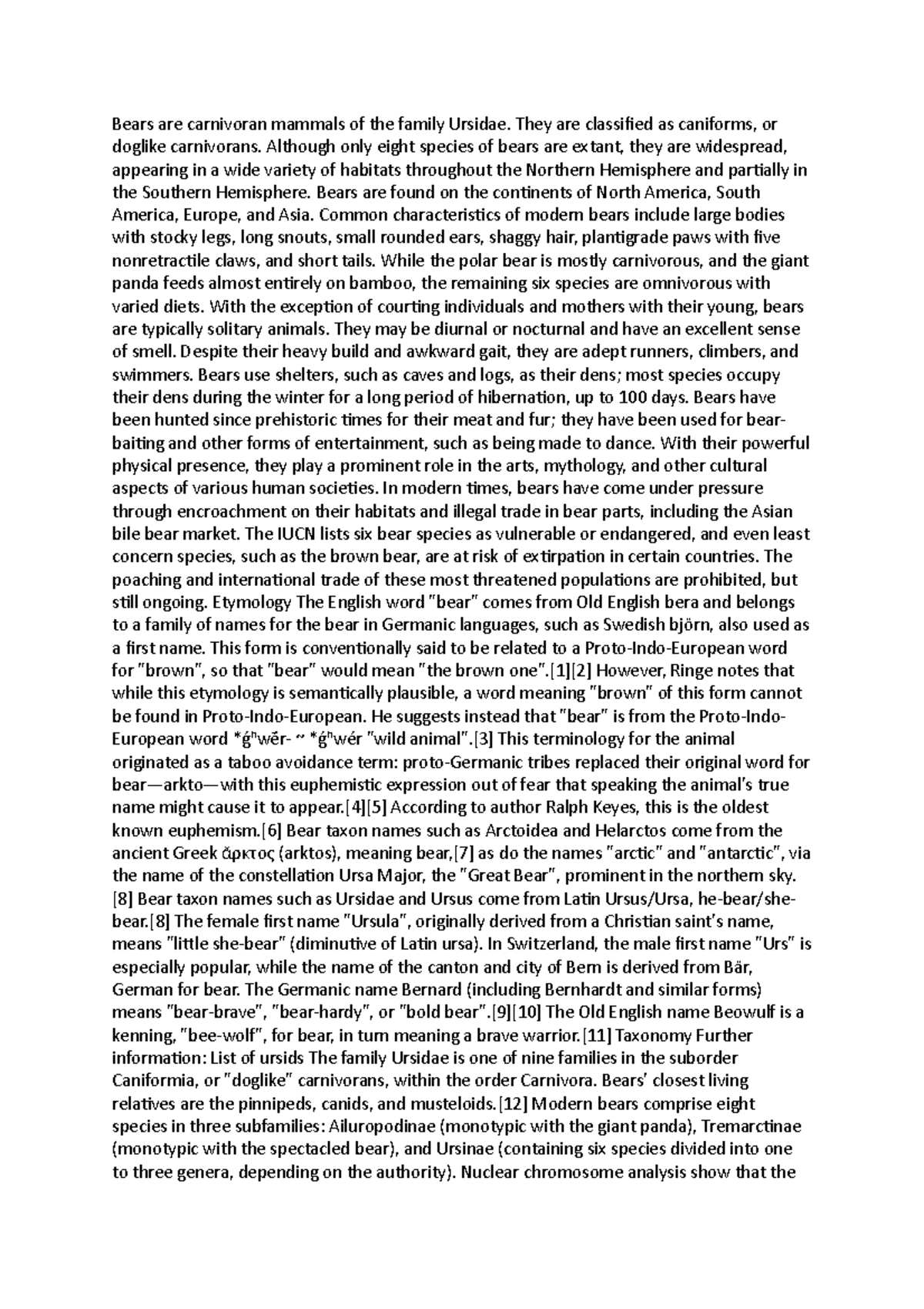 Ursidae Overview: Characteristics, Evolution, and Conservation Issues ...
