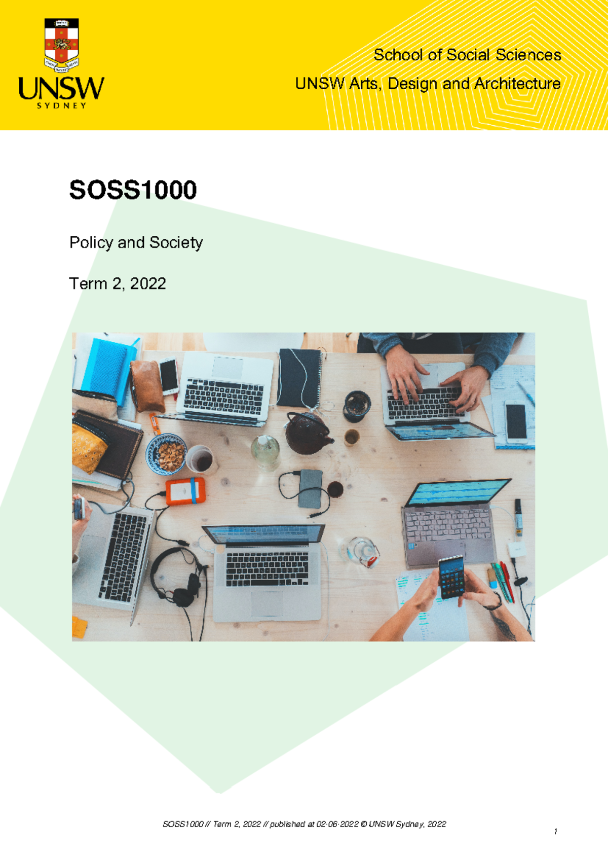 SOSS1000 Course Outline: Policy and Society Term 2, 2022 - Studocu
