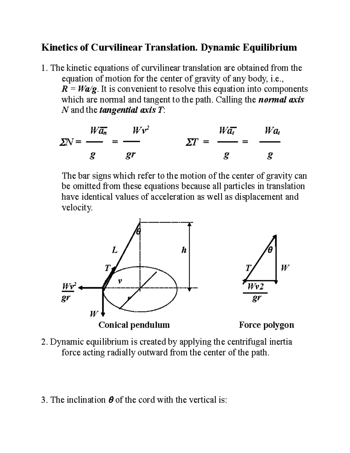 Kinetics of Curvilinear Translation & Dynamic Equilibrium Concepts ...