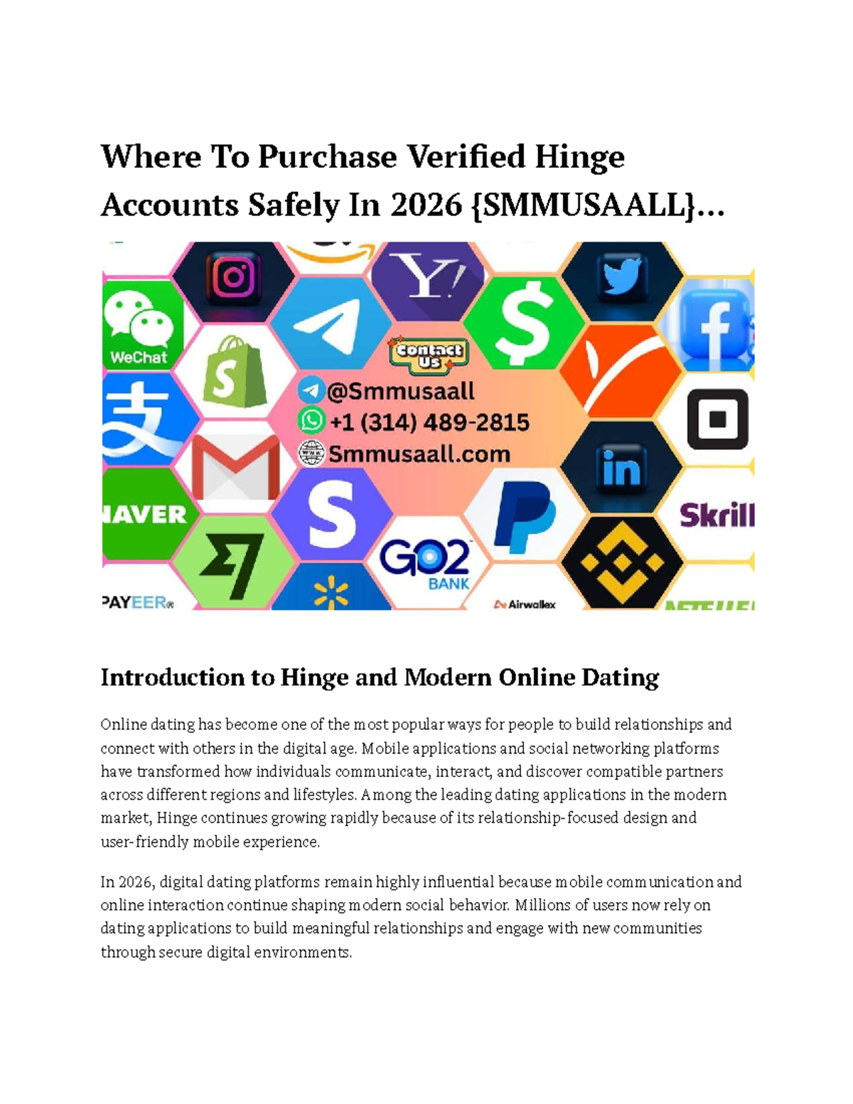 Where to Safely Buy Verified Hinge Accounts in 2026 - Studocu
