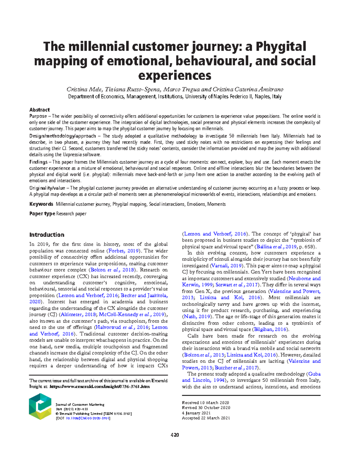 Mapping the Millennial Customer Journey: A Phygital Approach - Studeersnel