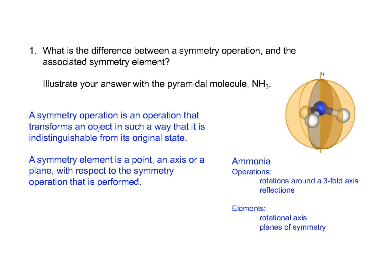 CHEM2002 Tute 1 Answers: Symmetry Operations & Elements - Studocu