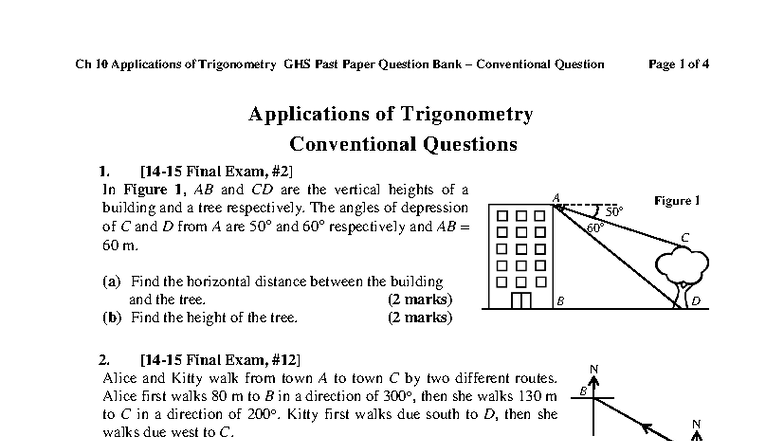 3B Ch 10 Applications of Trigonometry - Final Exam Question Bank - Studocu