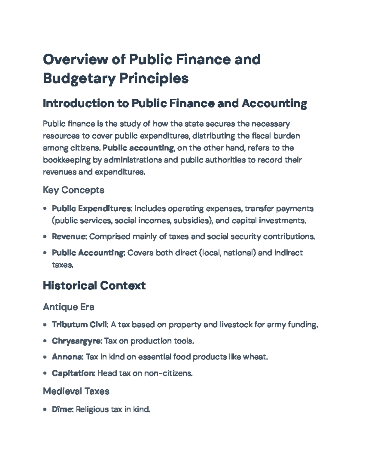 Public Finance and Budgetary Principles Overview (Course Code) - Studocu