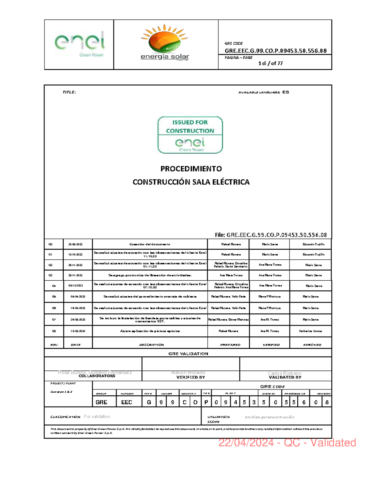 GRE.EEC.G.99.CO.P.09453.50.556.08 Procedimiento de Construcción Sala ...