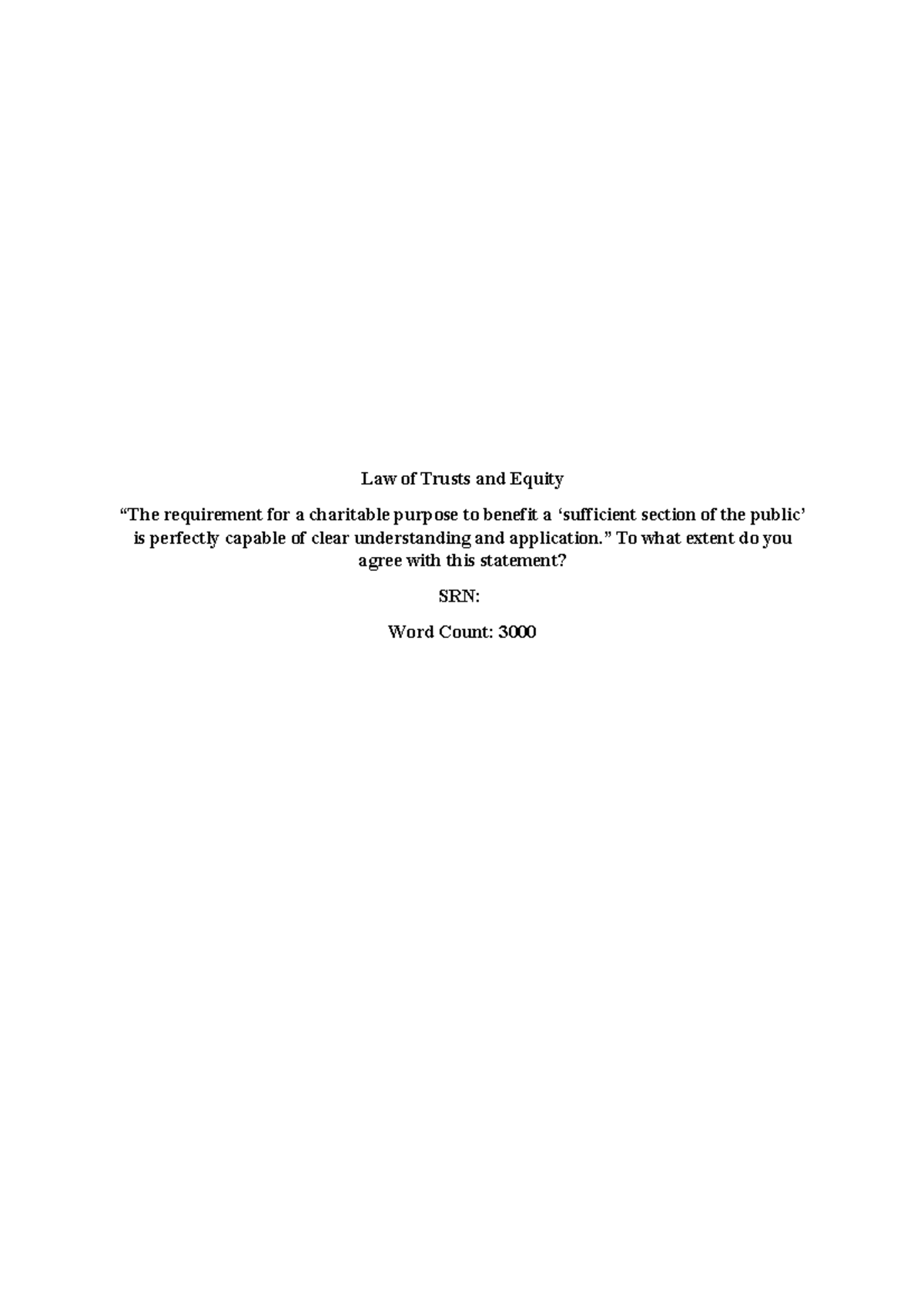 **Law of Trusts and Equity: Analyzing Public Benefit in Charitable ...