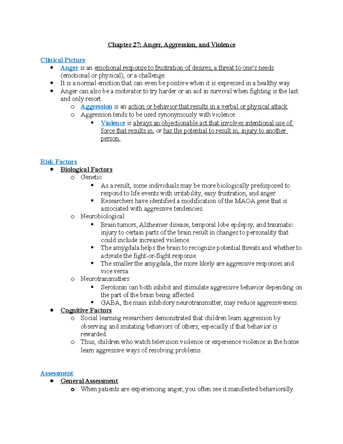 Chapter 27 Psych Notes: Understanding Anger, Aggression, and Violence ...