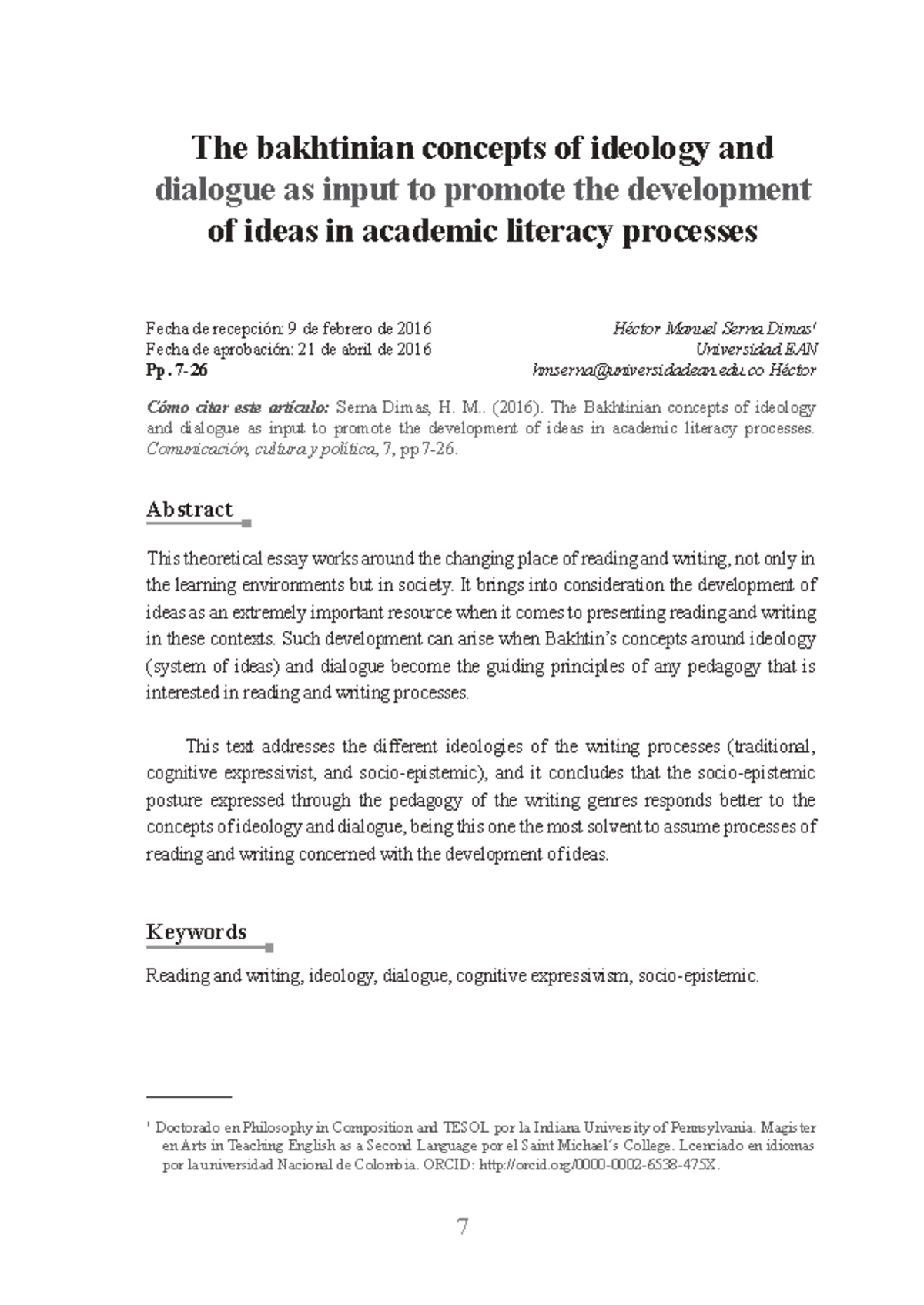 T-8703462: Bakhtinian Ideology & Dialogue in Academic Literacy ...