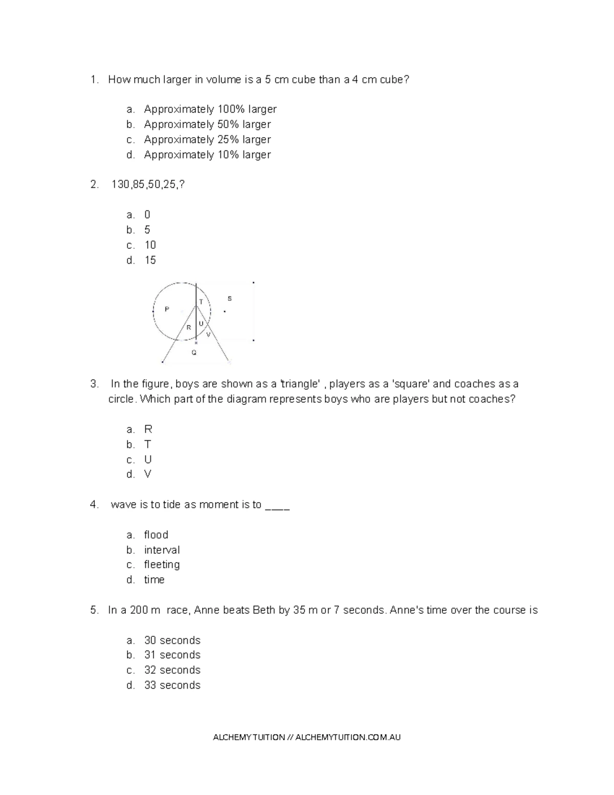 OC Math Reasoning Practice Test Paper 14: 35 Qs in 40 Mins - Studocu