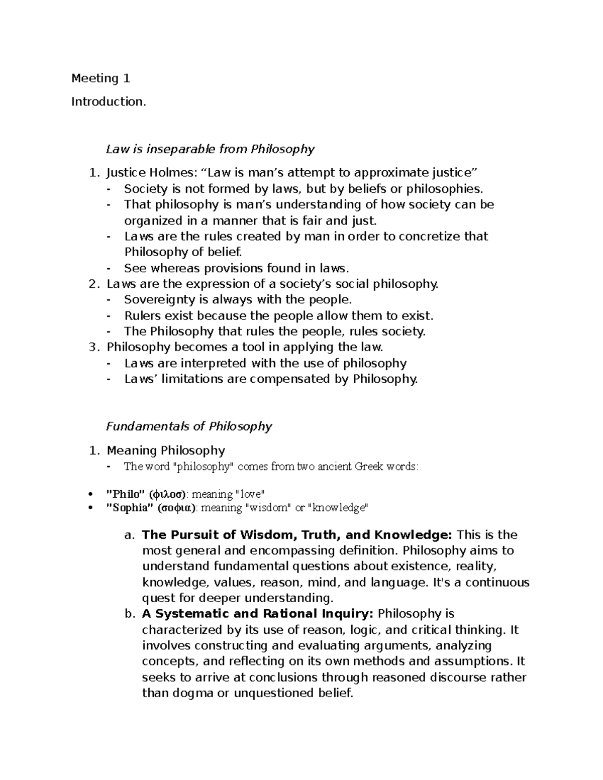 Meeting 1: Introduction to Philosophy of Law (PHIL 101) - Studocu