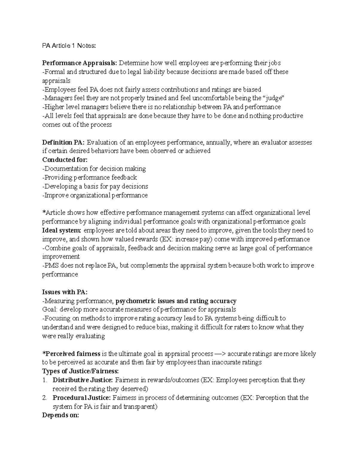 PA 101: Enhancing Performance Management & Appraisal Insights - Studocu
