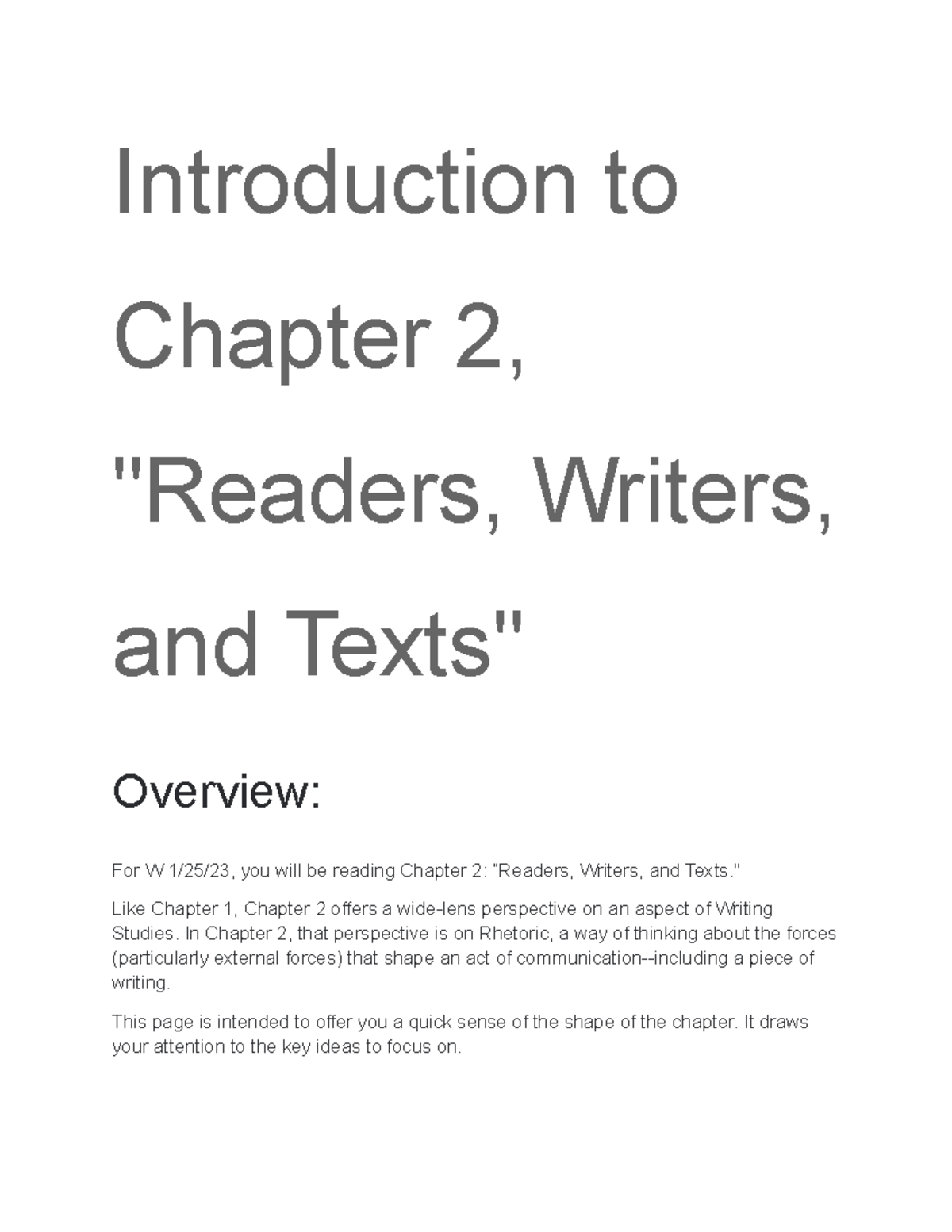 Introduction to Chapter 2, Readers, Writers, and Texts - Introduction ...