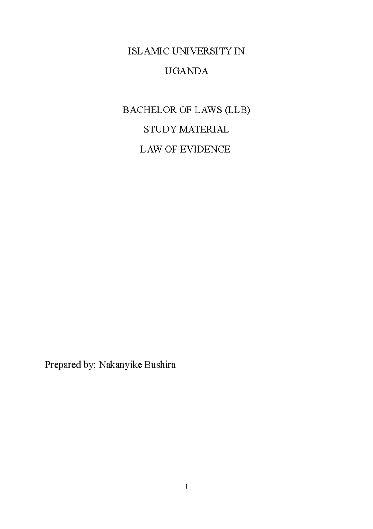 Evidence Law Llb1 Notes Concepts And Principles Explained Studocu