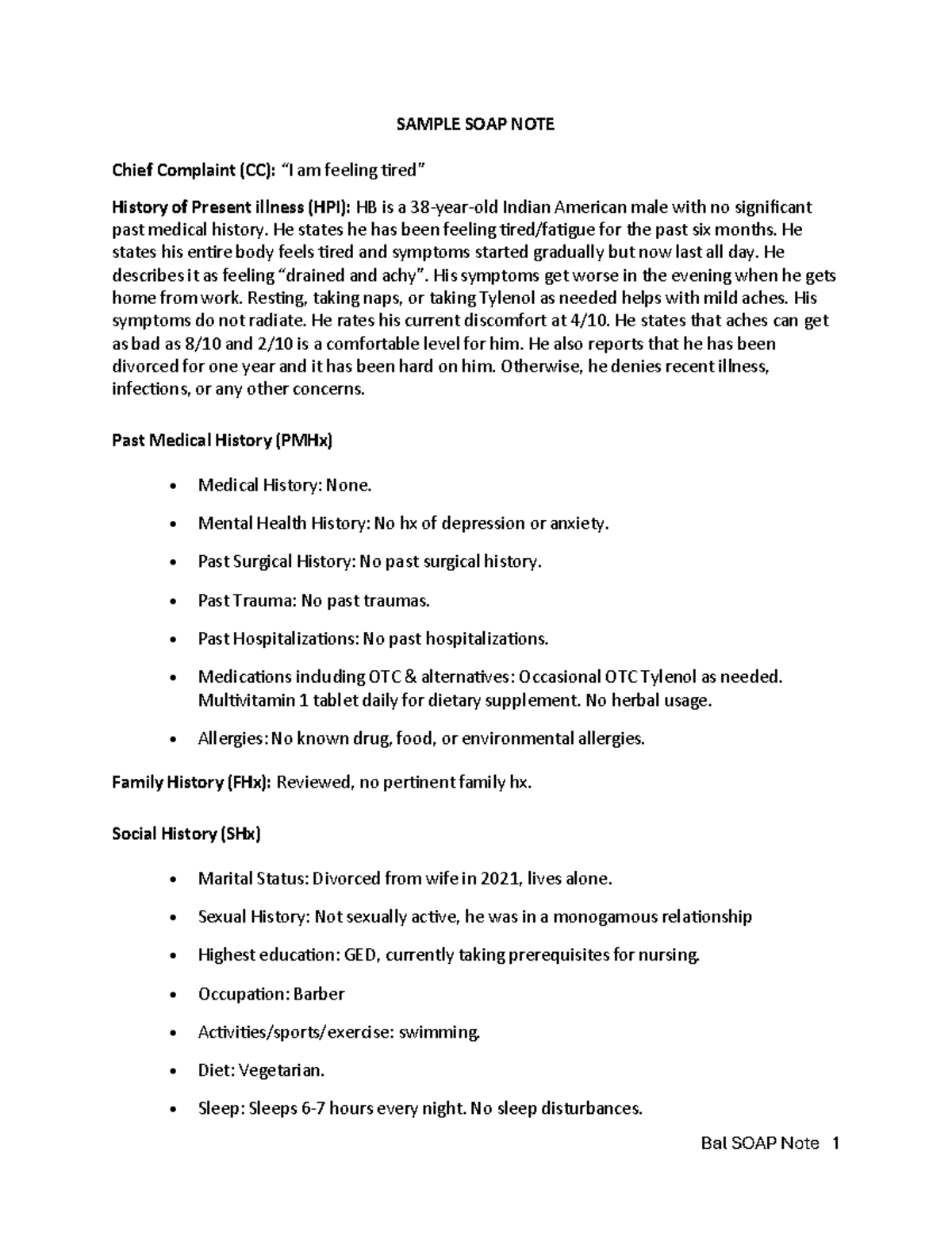 SOAP Note Sample for Patient Evaluation and Management - Studocu