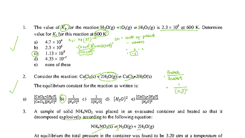 CHEM122 Final Exam Practice Questions and Solutions - Studocu
