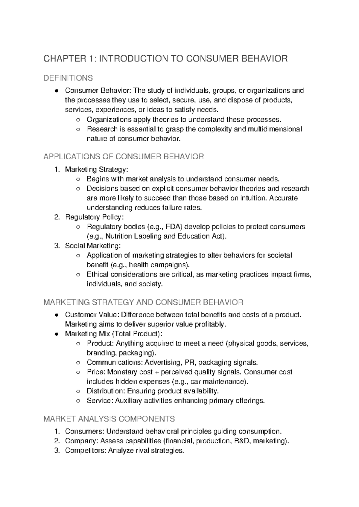 CHAPTER 1: INTRODUCTION TO CONSUMER BEHAVIOR - CB Notes - Studocu