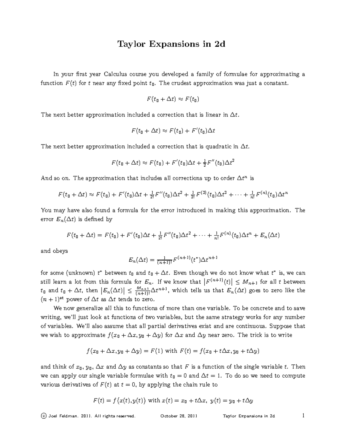 Taylor Series Approximation in 2D: A Comprehensive Guide - Studocu
