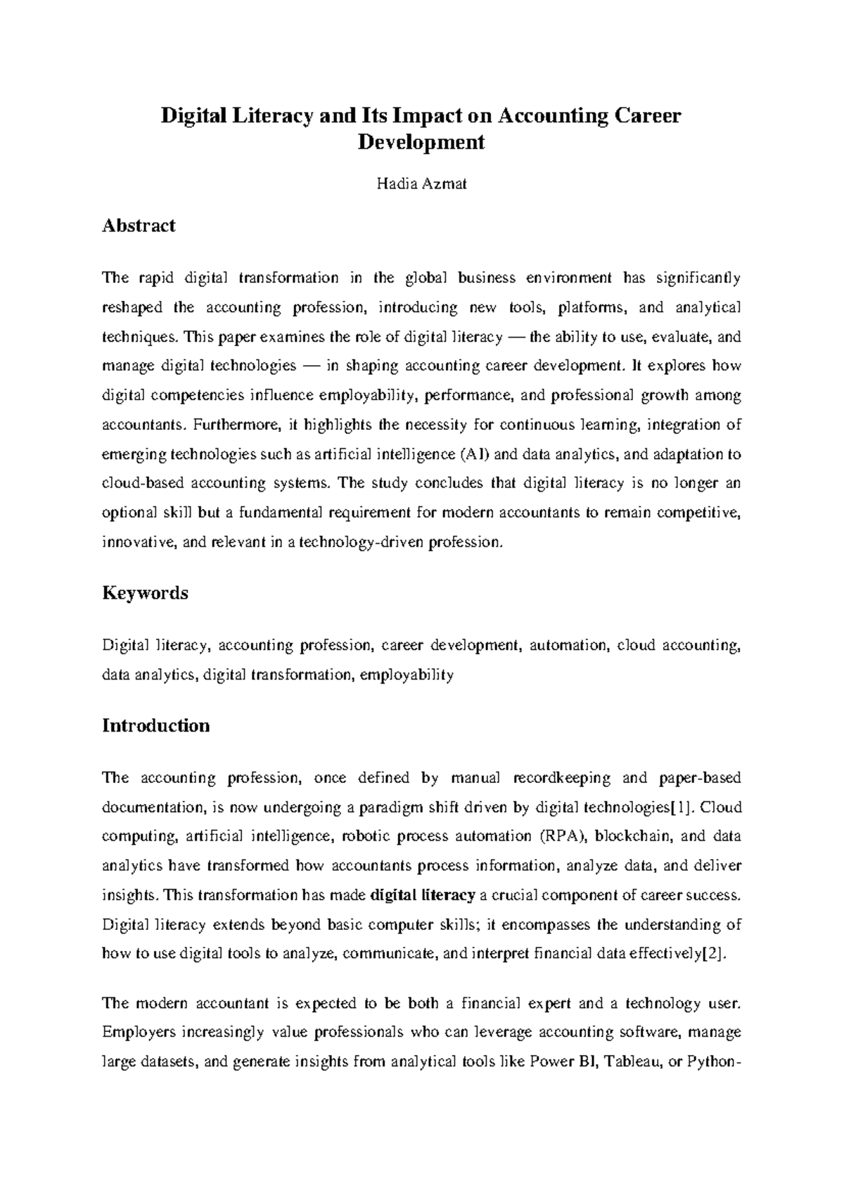 Digital Literacy's Role in Accounting Career Growth: A Study - Studocu